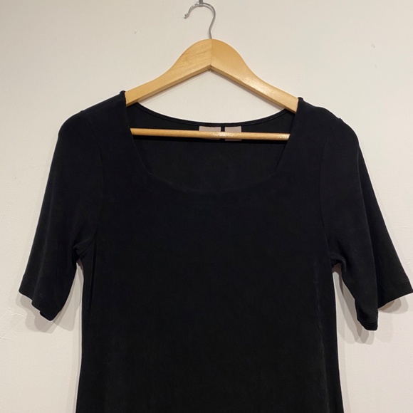 Chico's Traveleres Black Stretchy Short Sleeve Midi Dress Size Chics's 0 or US 4 - Picture 4 of 5